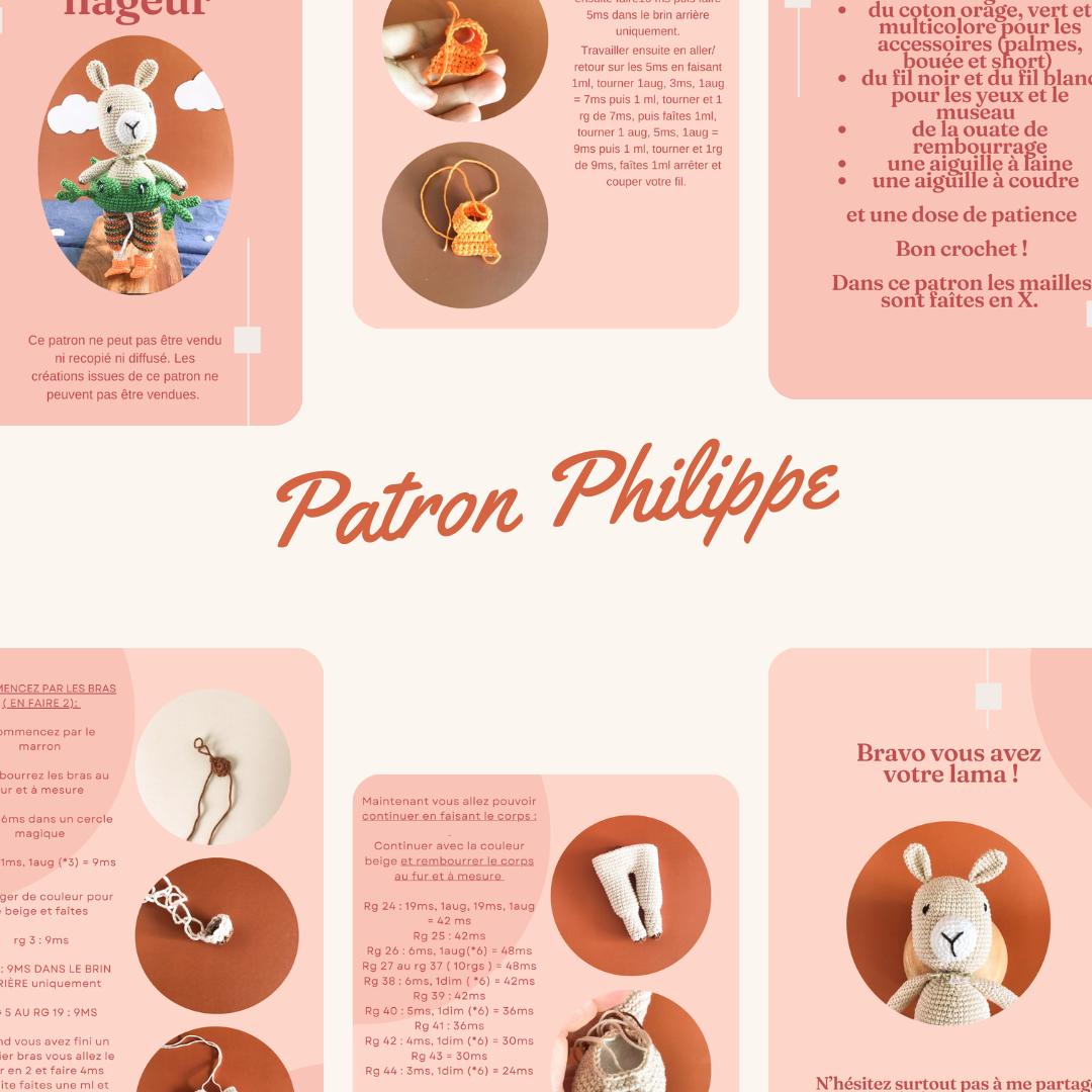 Kit de crochet : Philippe Le Lama Nageur – Image 4